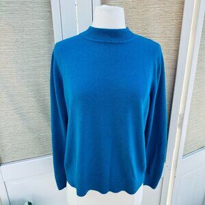 Vintage Turquoise Blue Sweater Business Casual Sweater Faux Turtleneck